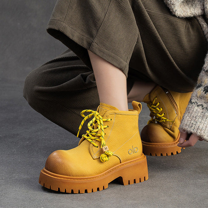 Women's Retro Quilted Leather Winter Furred Snow Boots-RAIIFY