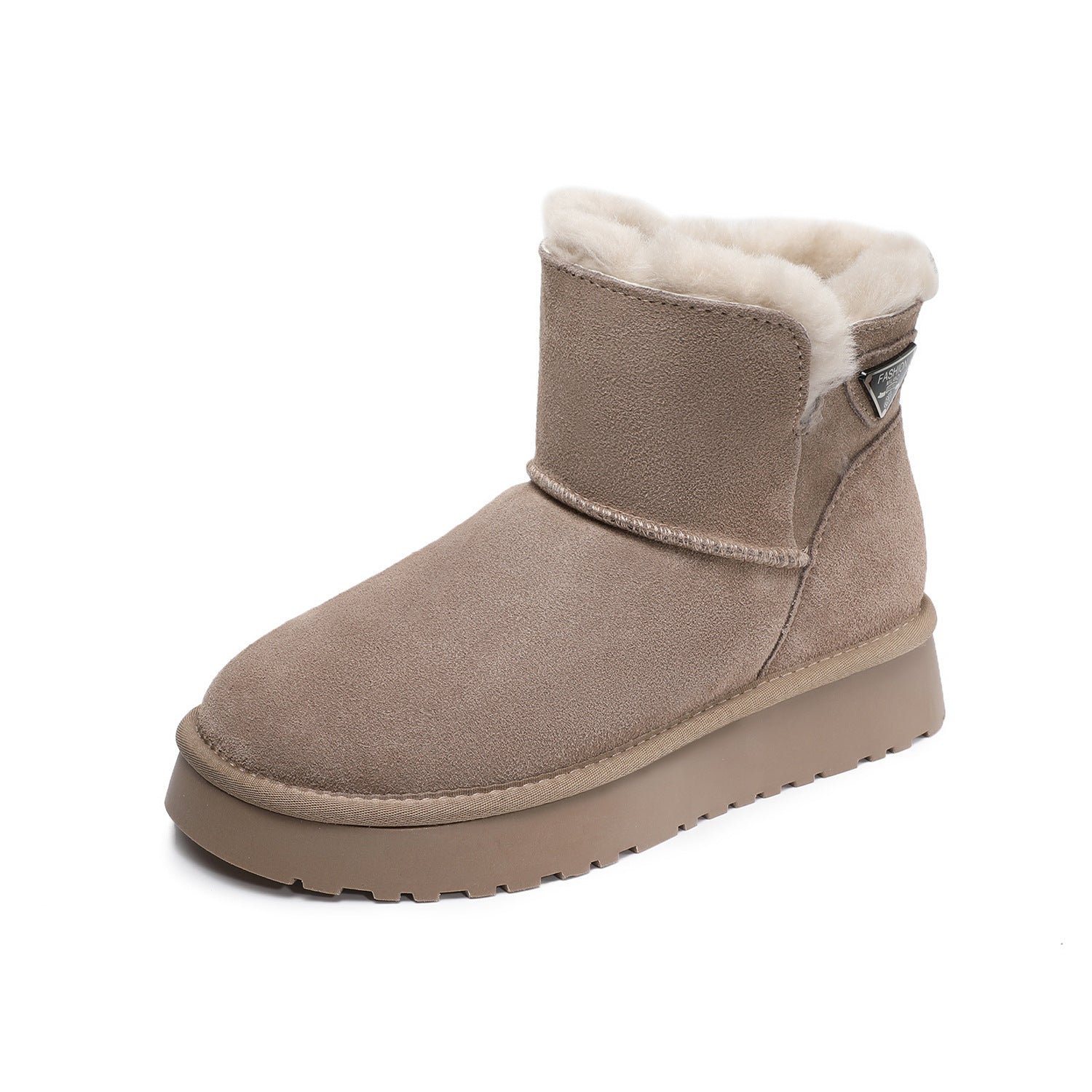 Women's Minimalist Plain Suede Slip-on Snow Boots-RAIIFY