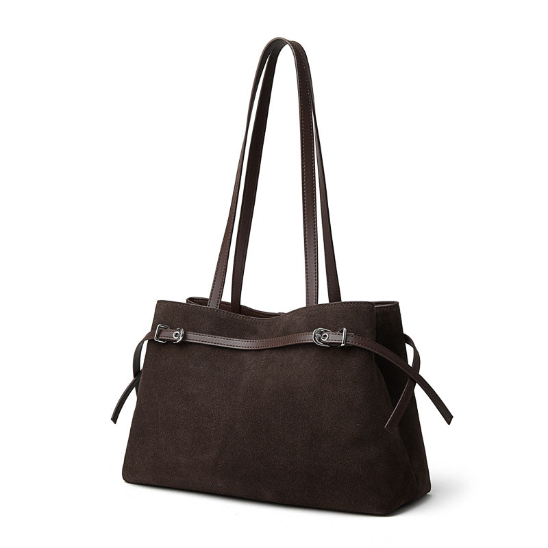 Women’s Vintage Suede Leather Casual Tote Bag-RAIIFY