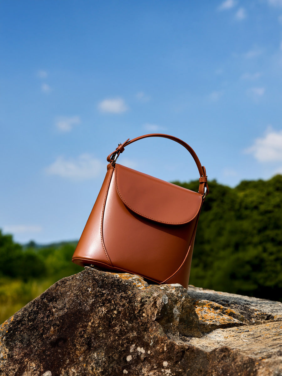 Women Fashion Plain Leather Simple Shoulder Bag-RAIIFY