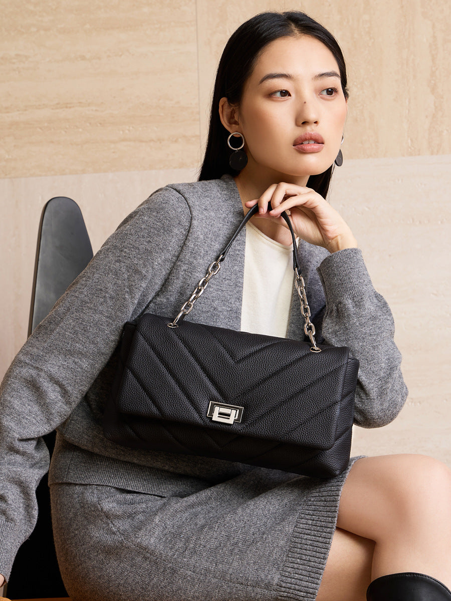 Women's Fashion Quilted Leather Chain Shoulder Crossbody Bag-RAIIFY