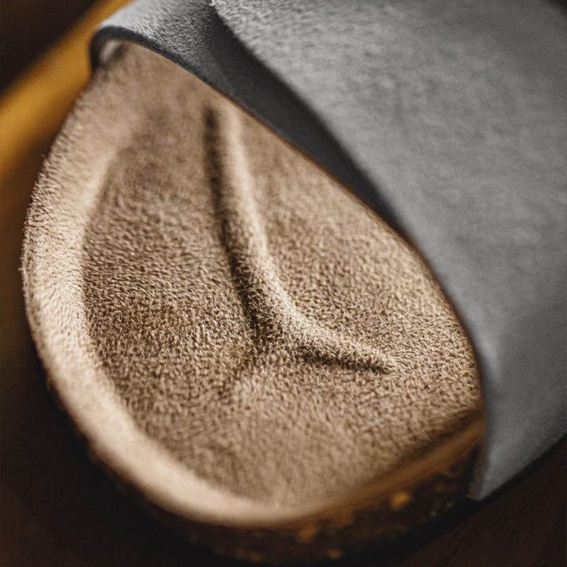 Men's Fashion Suede Lightweight Wooden Casual Slides-RAIIFY