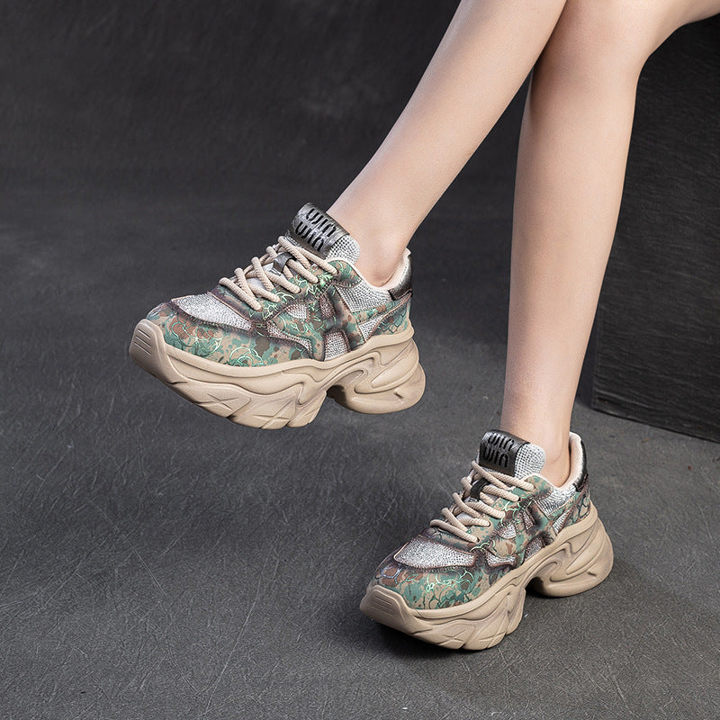 Women Casual Crystal Chunky Platform Sneakers-RAIIFY