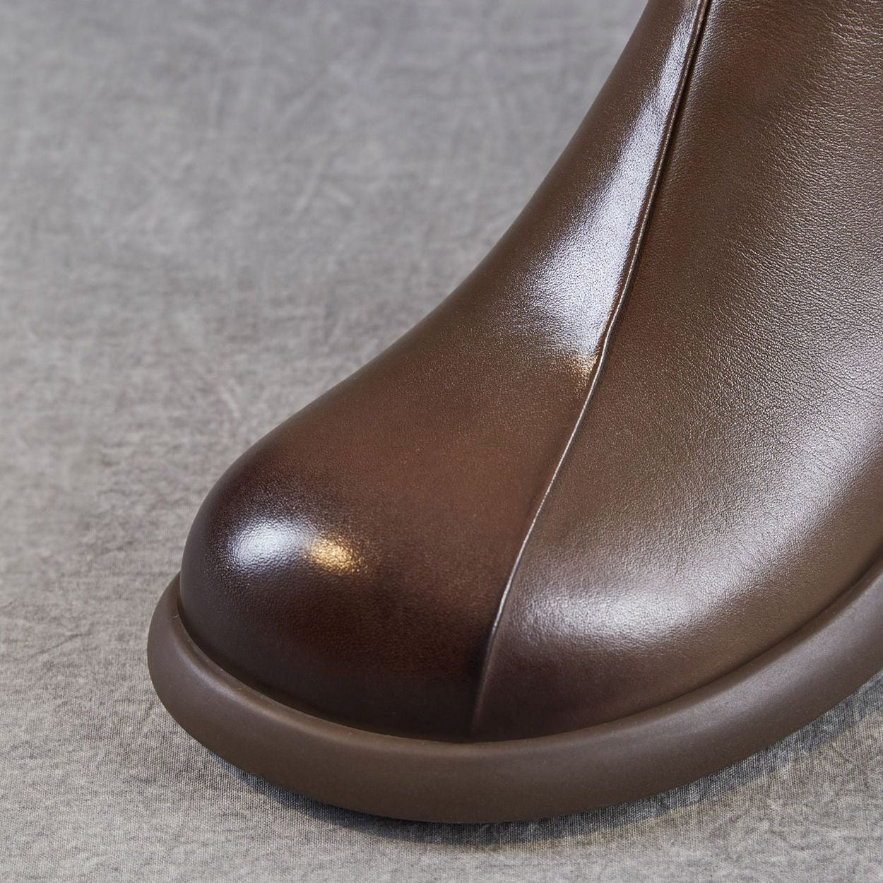 Women's Retro Plain Leather Low Block Ankle Boots-RAIIFY