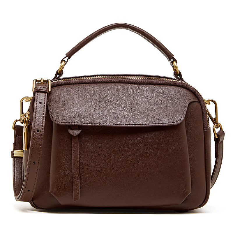 Women's Fashion Tanned Leather Boston Bag-RAIIFY