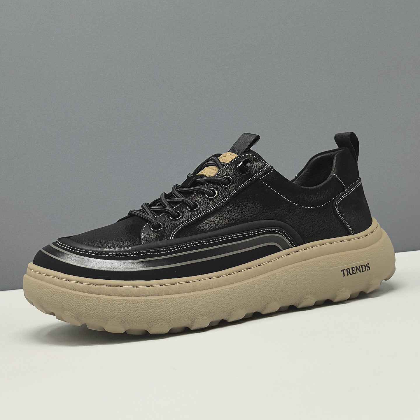 Men's Minimalist Plain Leather Flat Casual Shoes-RAIIFY