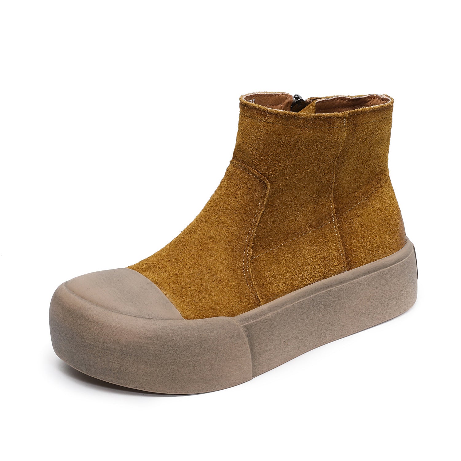 Women's Retro Minimalist Leather Platform Ankle Boots-RAIIFY