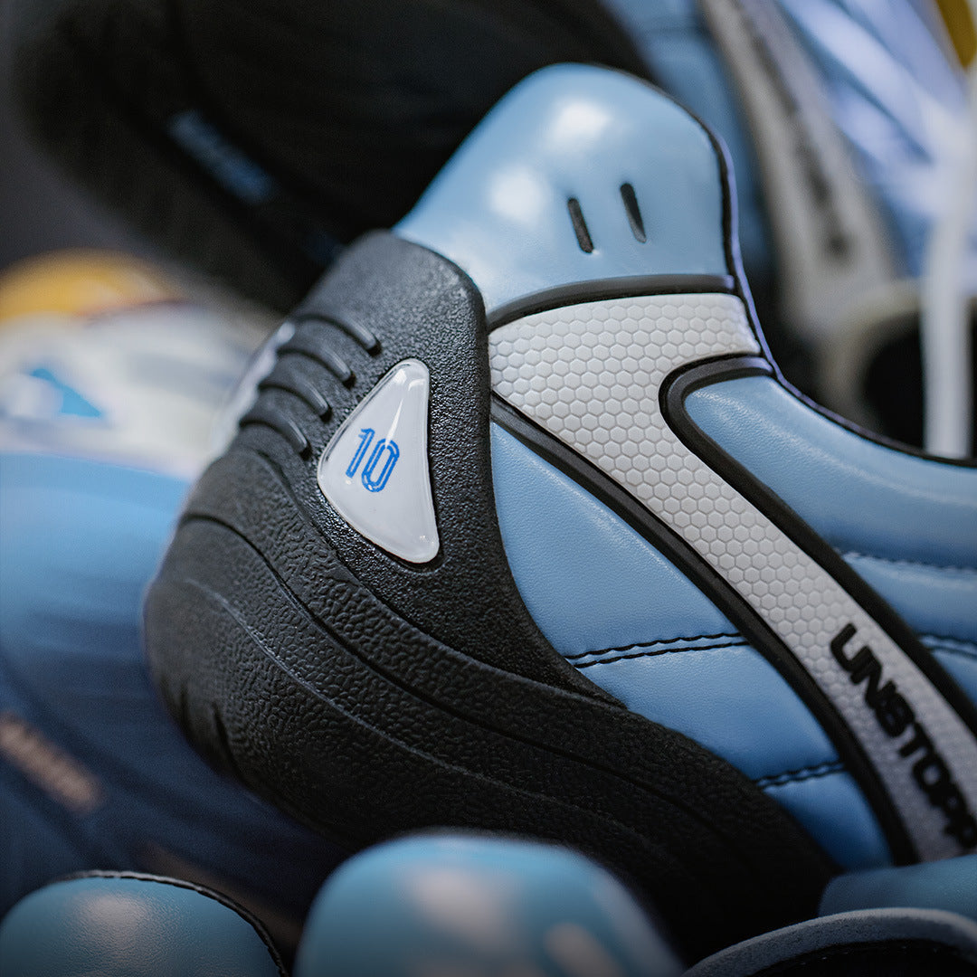 Men's Quilted Leather Blue Low Top Training Sneakers-RAIIFY