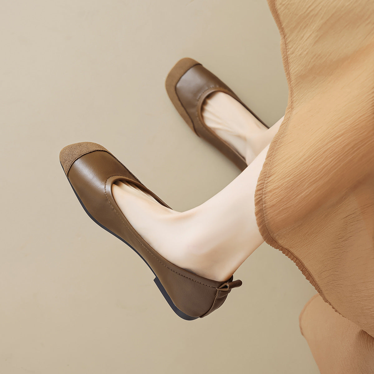 Women's Minimalism Patchwork Leather Soft Flats-RAIIFY