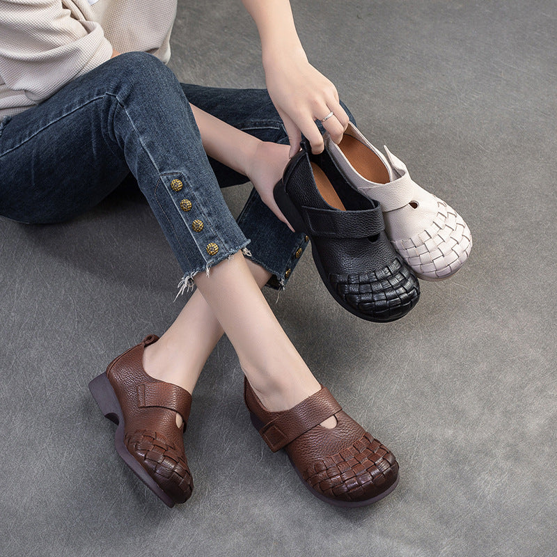 Women Retro Soft Cowhide Casual Shoes-RAIIFY