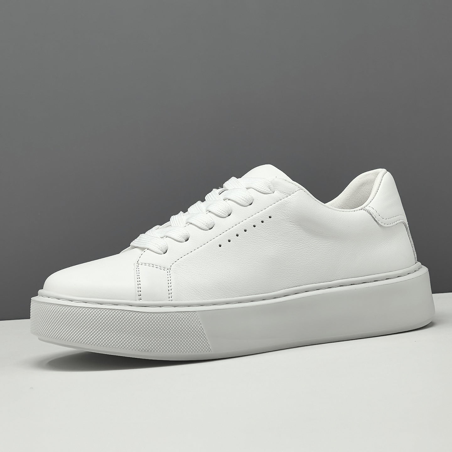 Men's Minimalist Plain Leather Breathable Skate Shoes-RAIIFY