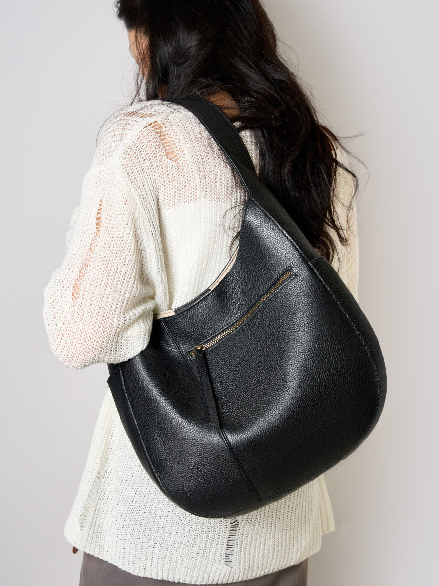 Women's Minimalism Plain Soft Leather Shoulder Tote Bag-RAIIFY