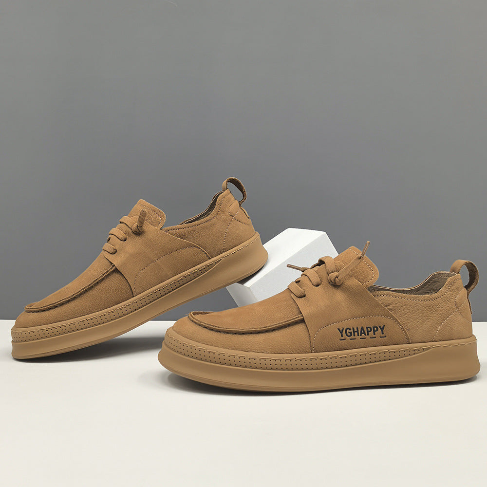 Men Retro Plain Quilted Leather Flat Casual Shoes-RAIIFY