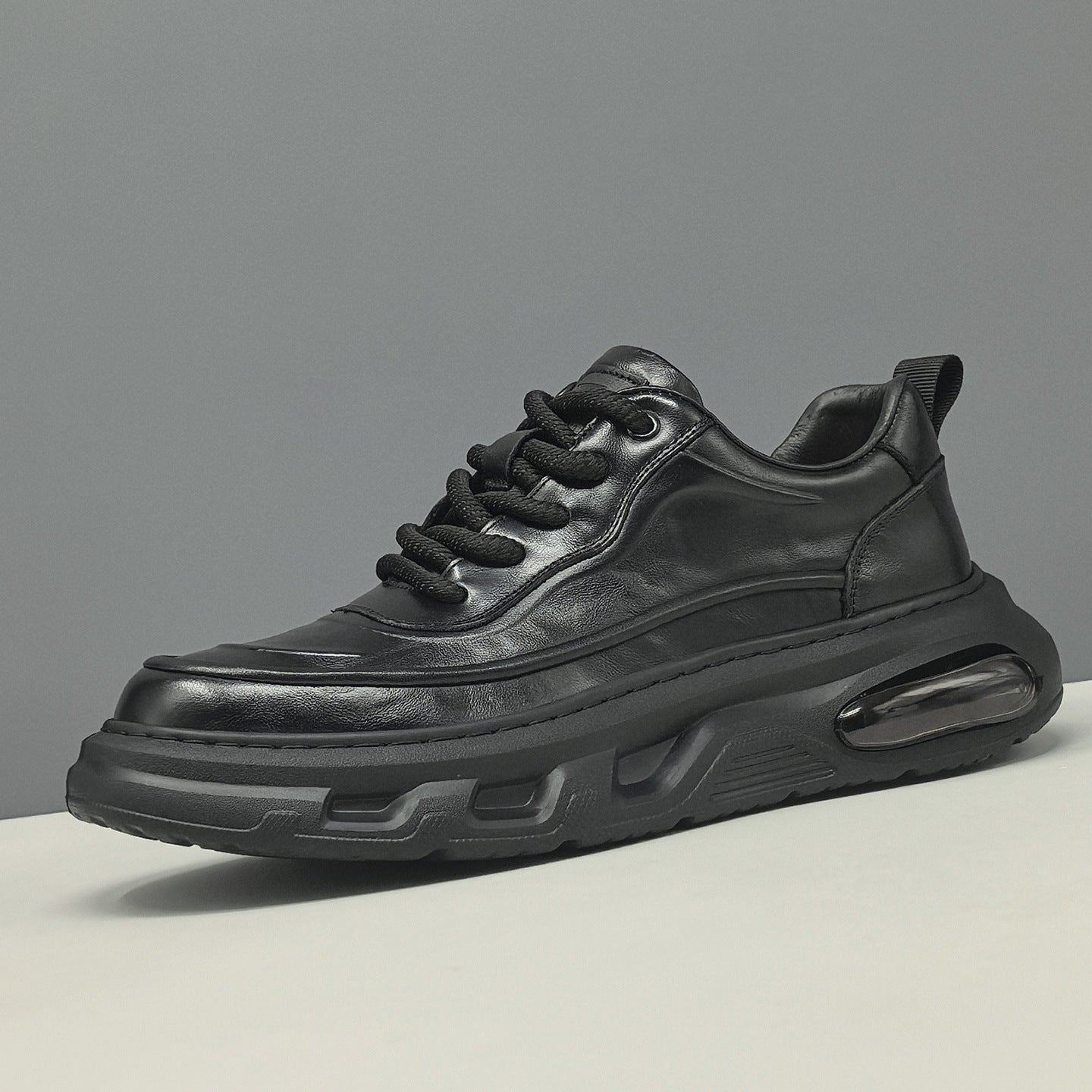 Men's Retro Plain Leather Casual Shoes-RAIIFY