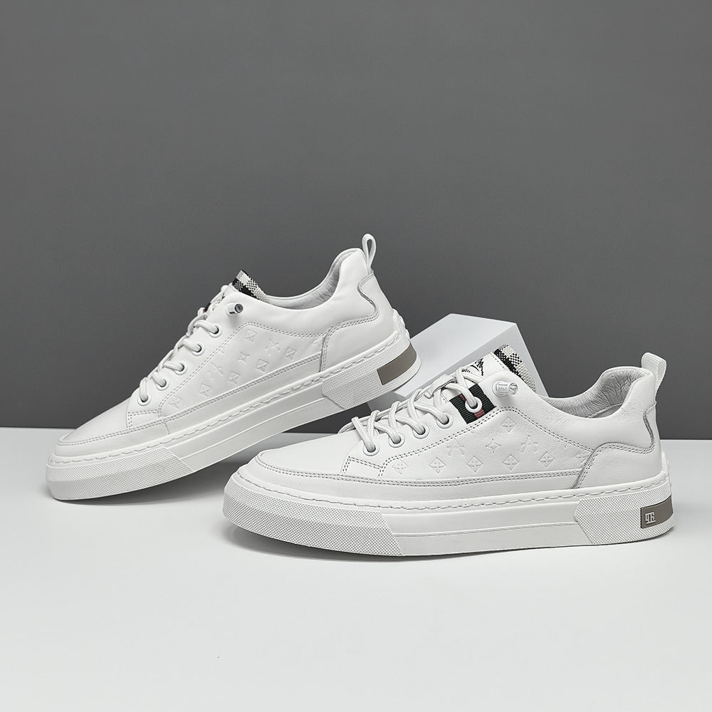 Men Fashion Embossed Leather Flat Casual Shoes-RAIIFY