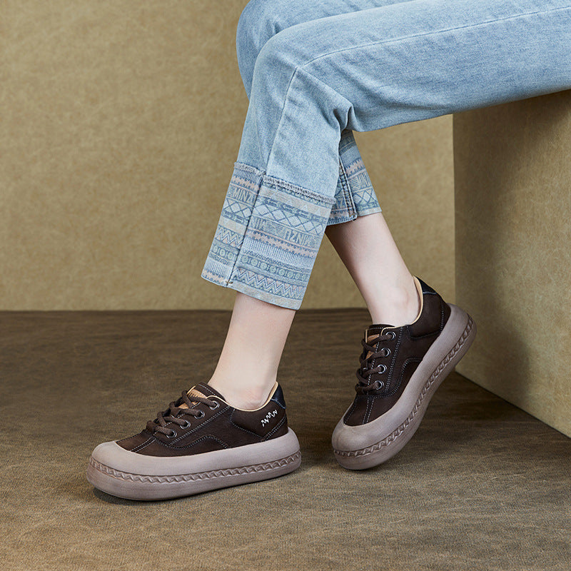 Women Fashion Quilted Plain Leather Flat Casual Shoes-RAIIFY