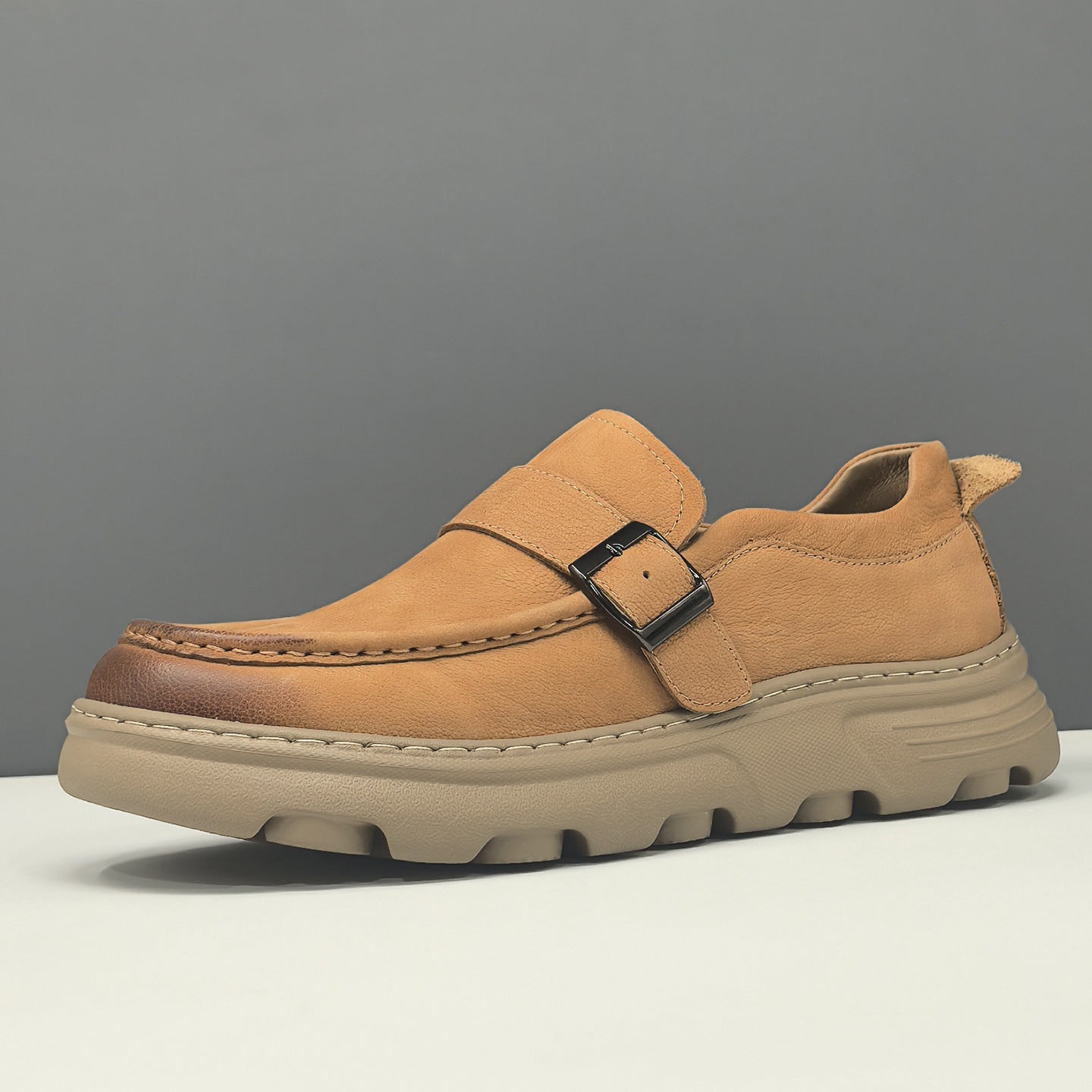 Men's Genuine Leather Slip-On Loafers Casual Retro Moccasins-RAIIFY
