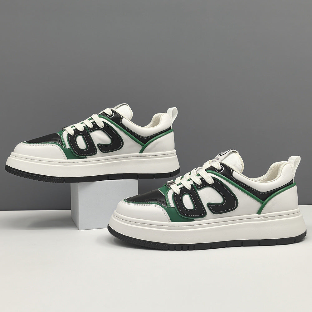 Men Fashion Patchwork Leather Flat Casual Sneakers-RAIIFY