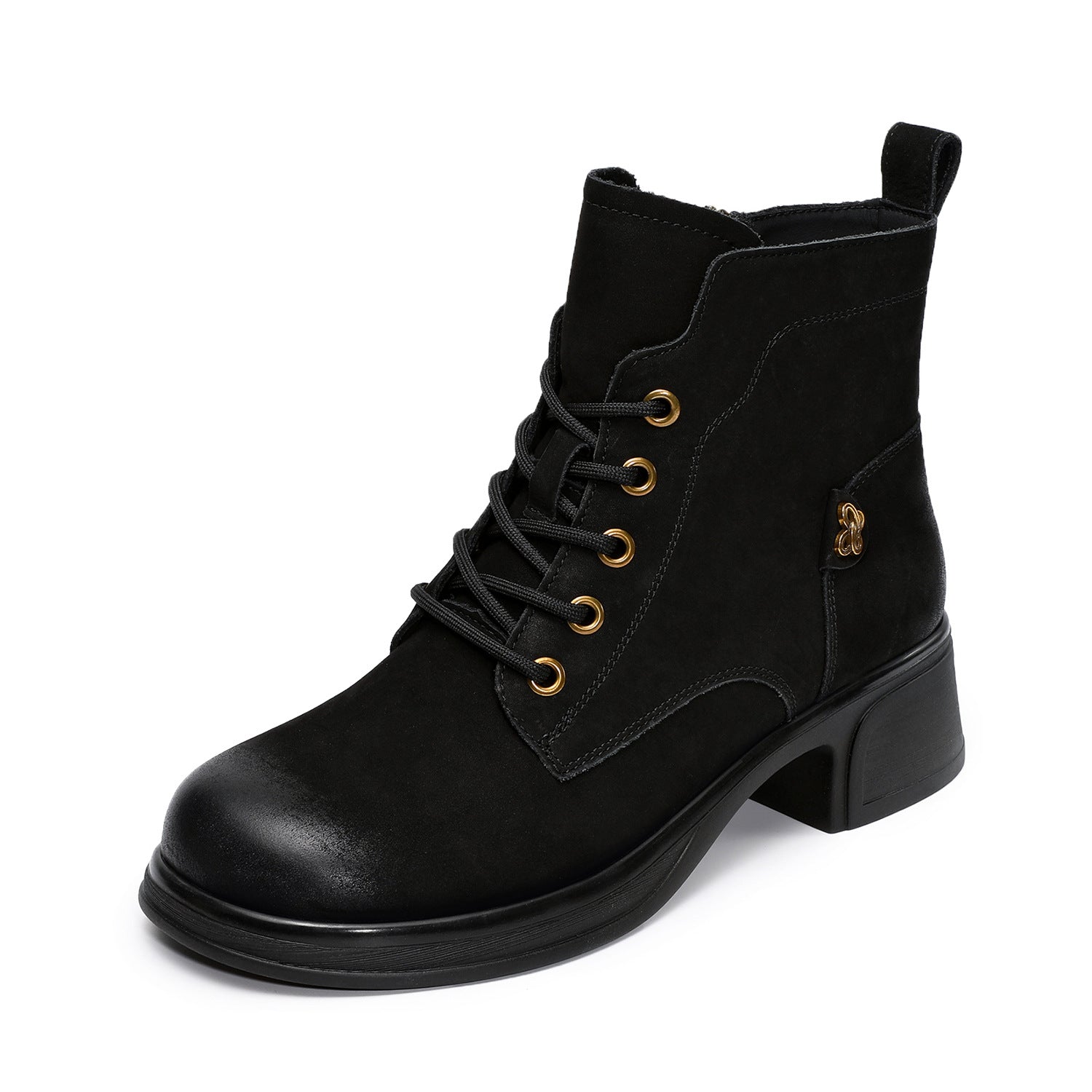 Women's Vintage Plain Leather Ankle Boots-RAIIFY