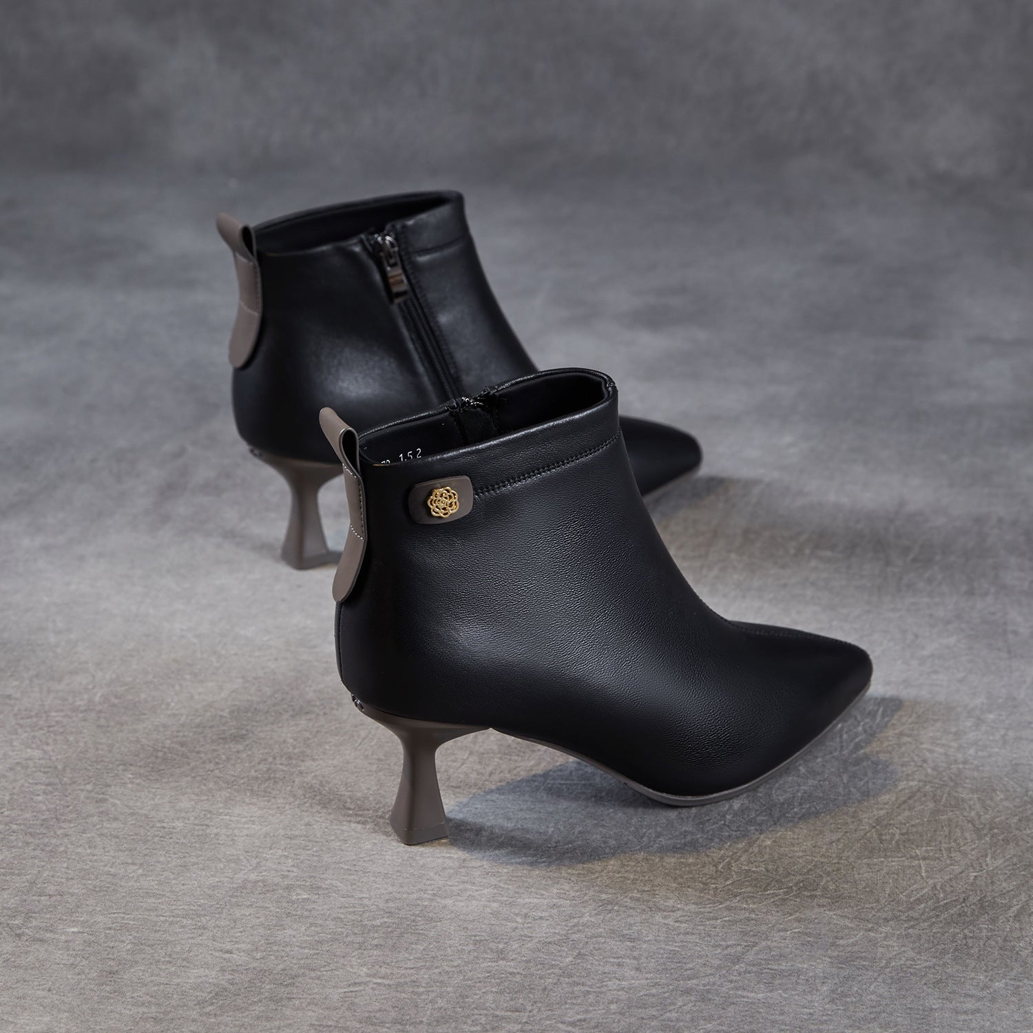 Women's Fashion Leather Furred High Heel Ankle Boots-RAIIFY