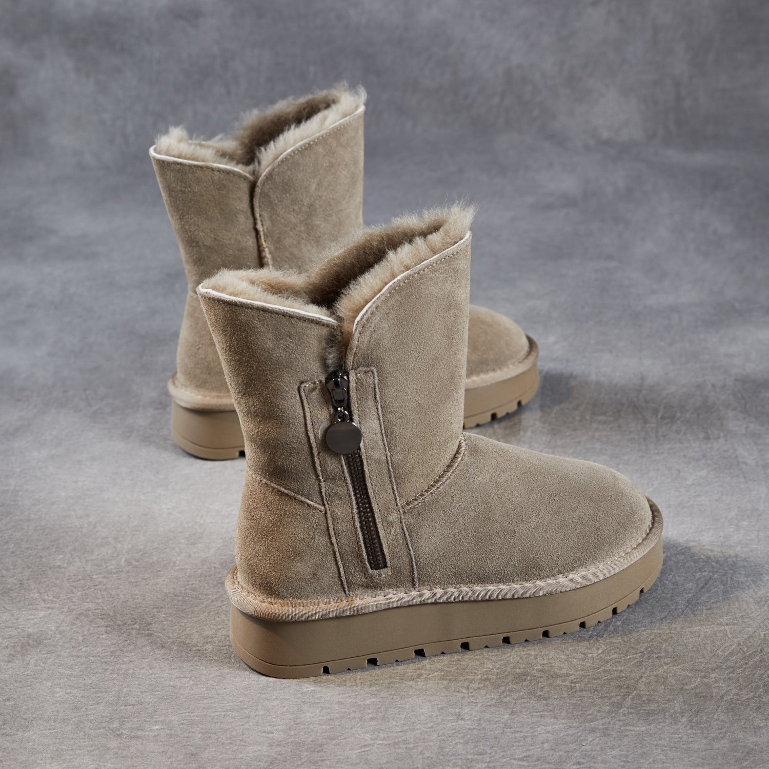 Women's Minimalist Suede Furred Snow Boots-RAIIFY