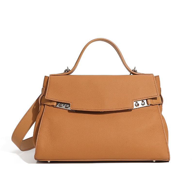 Women's Minimalist Fashion Plain Leather Satchel Bag-RAIIFY