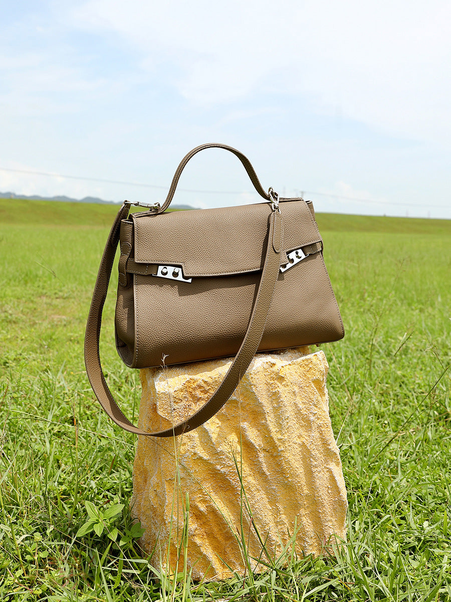 Women's Minimalist Fashion Plain Leather Satchel Bag-RAIIFY