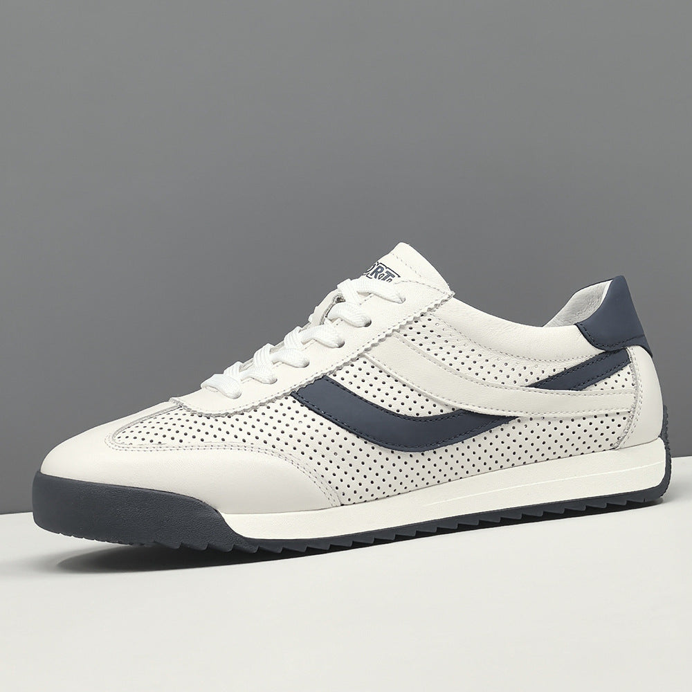 Men Fashion Hollow Leather Flat Casual Sneakers-RAIIFY