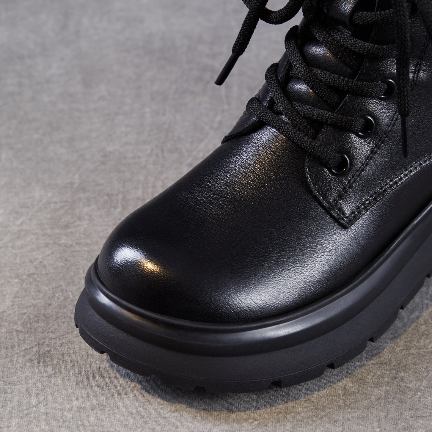 Women's Plain Leather Furred Ankle Snow Boots-RAIIFY