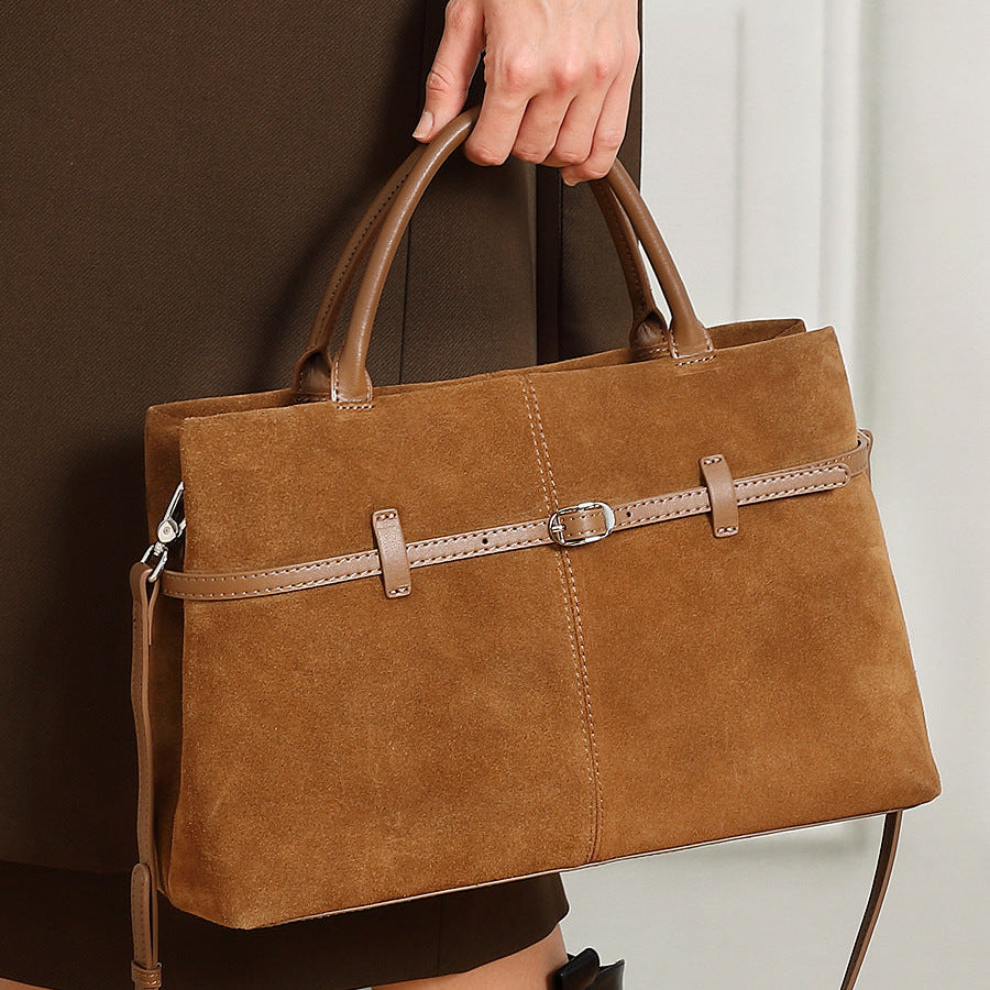 Women’s Suede Leather Retro Satchel Bag-RAIIFY