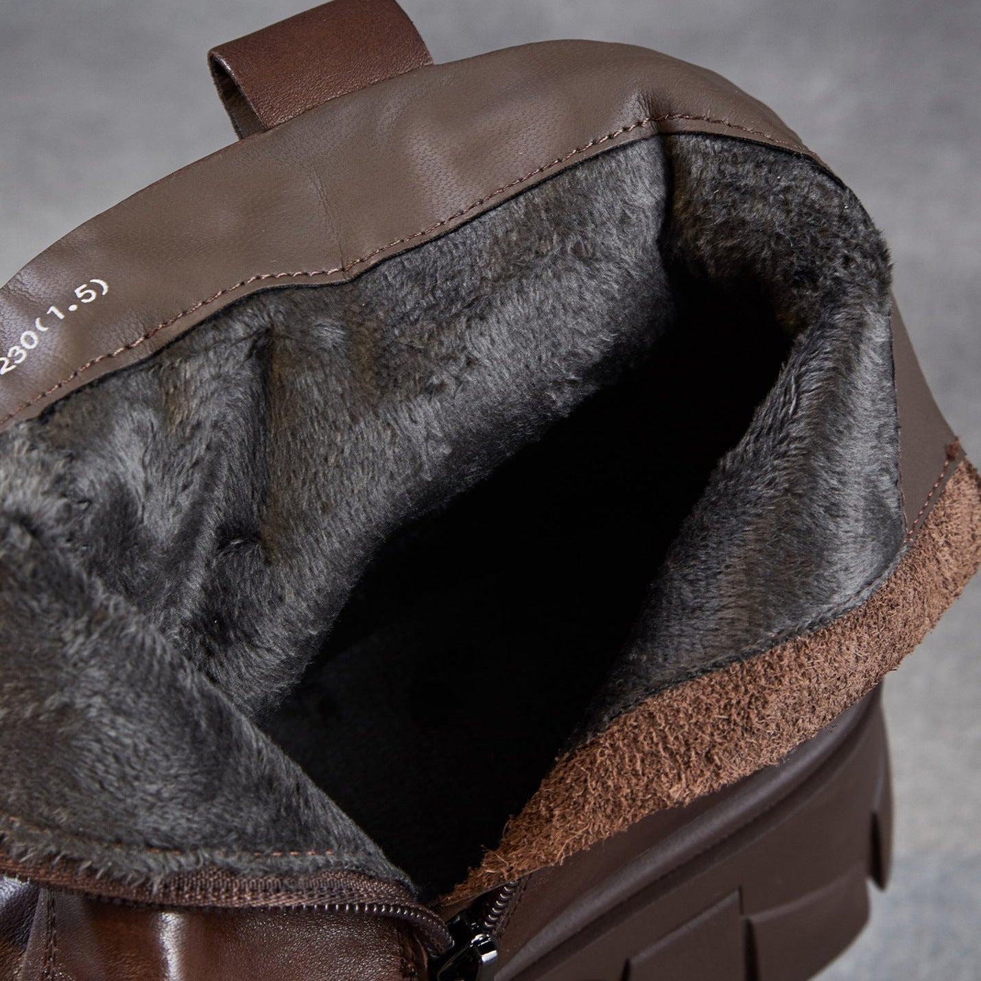 Women's Retro Leather Furred Chunky Heel Boots-RAIIFY