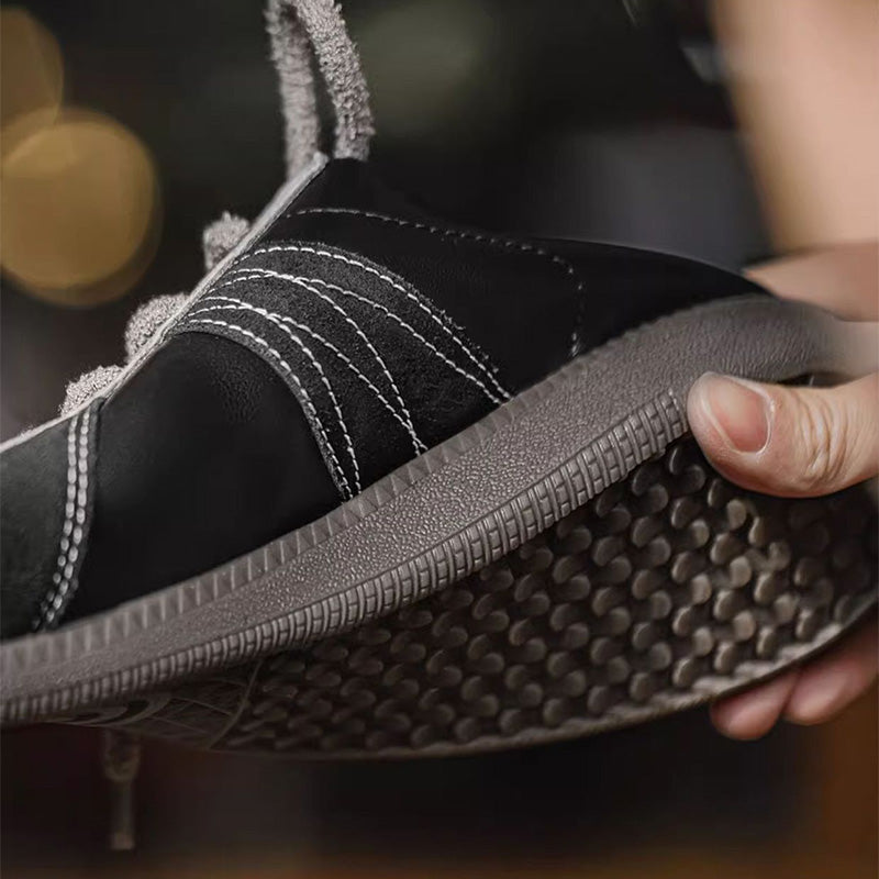 Men’s Plain Leather Trainers – Breathable & Lightweight with Contrast Stitching-RAIIFY