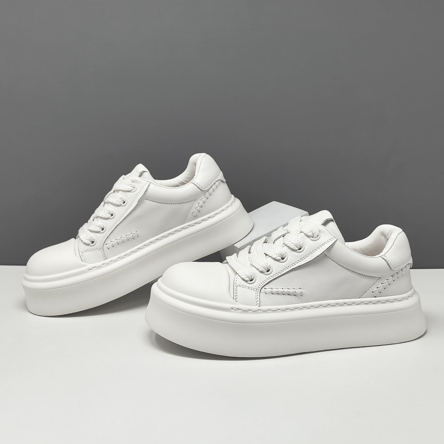 Men's Minimalist Quilted Leather Flat Casual Sneakers-RAIIFY