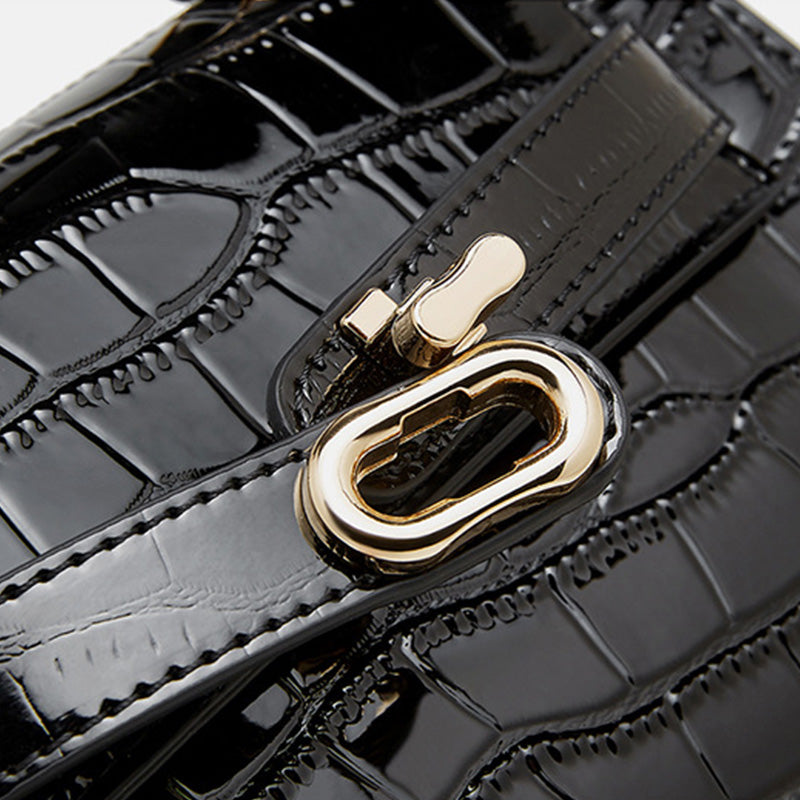 Women's Croc-Embossed Leather Fashion Satchel Bag-RAIIFY