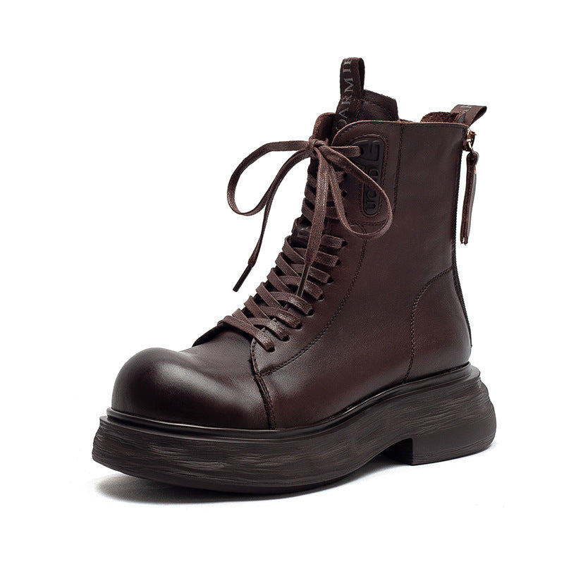 Women's Retro Classic Leather Motorcycle Boots-RAIIFY