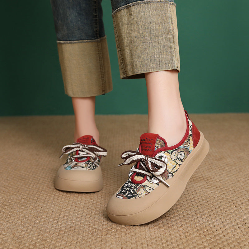 Women's Fashion Pattern Canvas Flat Casual Shoes-RAIIFY