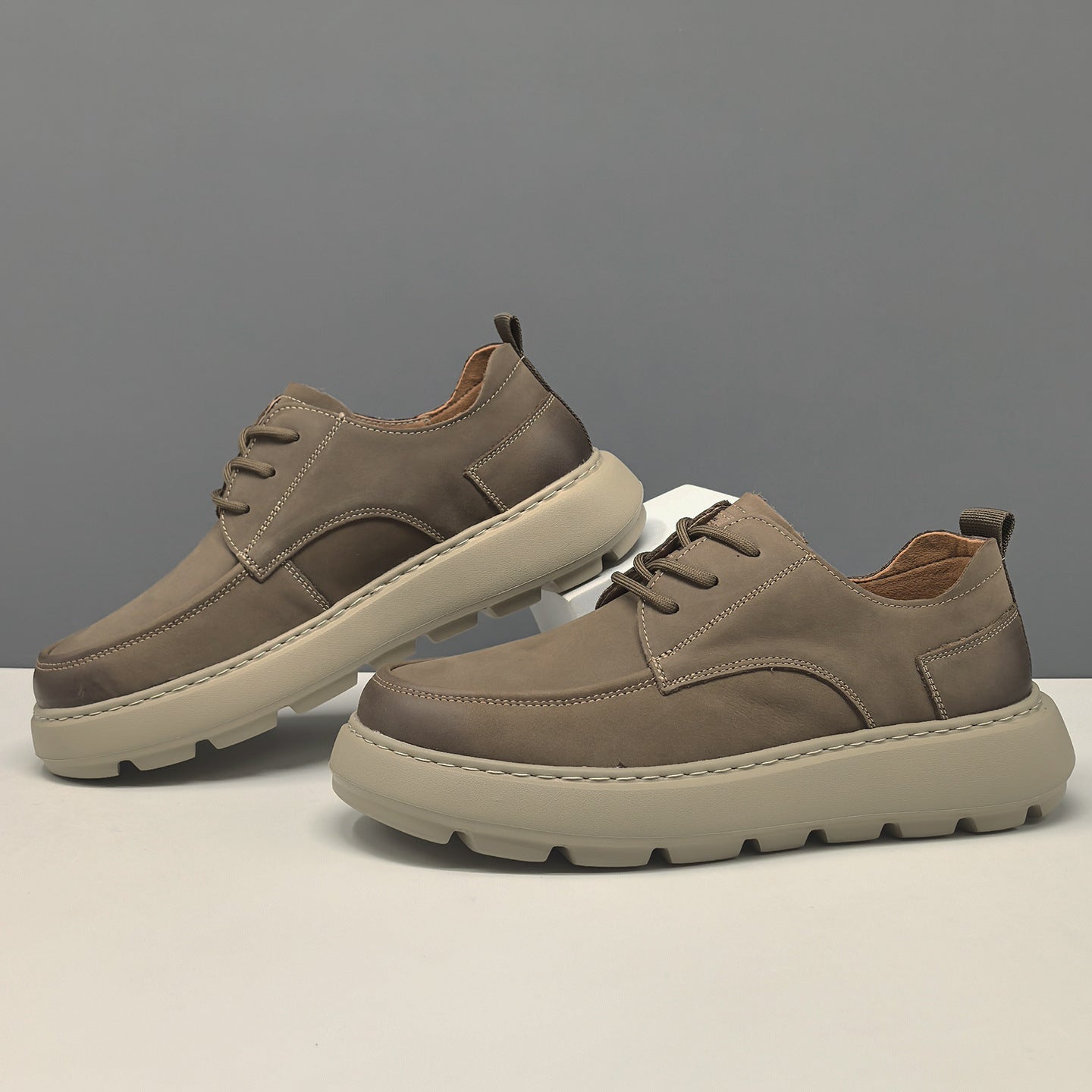 Men's Simple Plain Leather Casual Shoes-RAIIFY