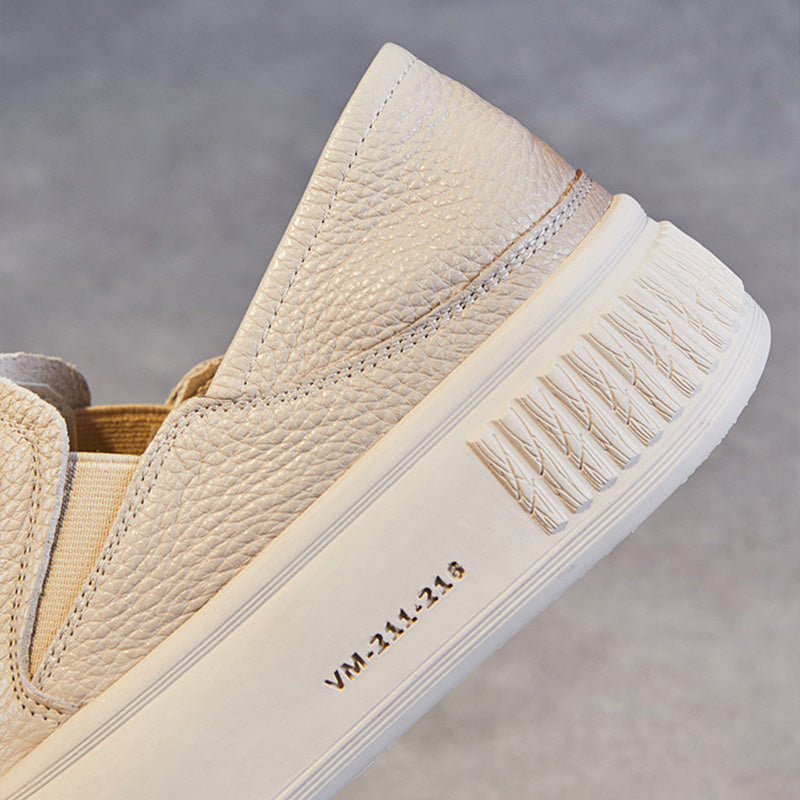 Women Minimalist Leather Thick Soled Flat Casual Shoes-RAIIFY