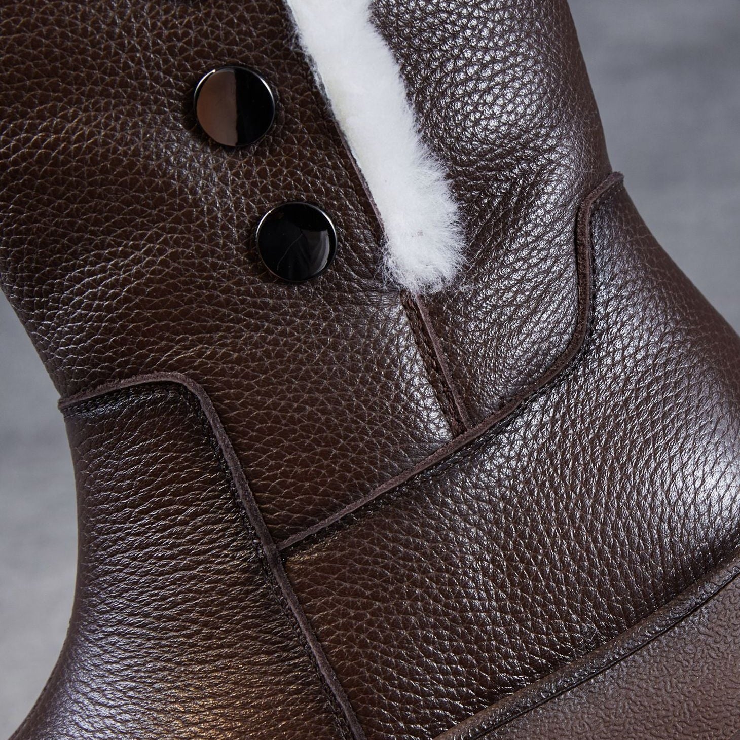 Women's Genuine Leather Woolen Mid-Calf Snow Boots-RAIIFY