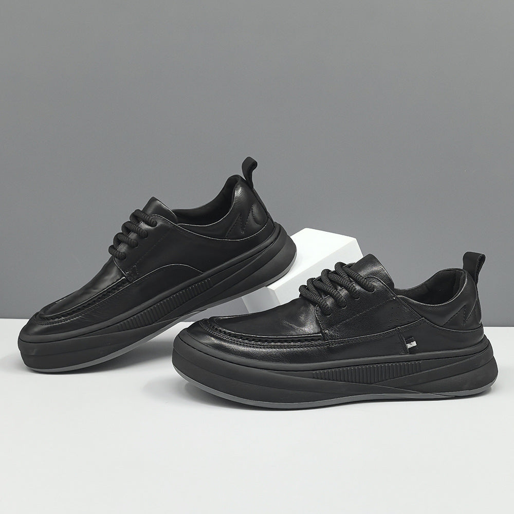 Men Minimalism Solid Flat Casual Leather Shoes-RAIIFY