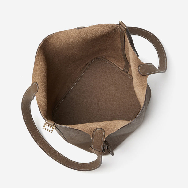 Women's Fashion Plain Leather Bucket Bag-RAIIFY