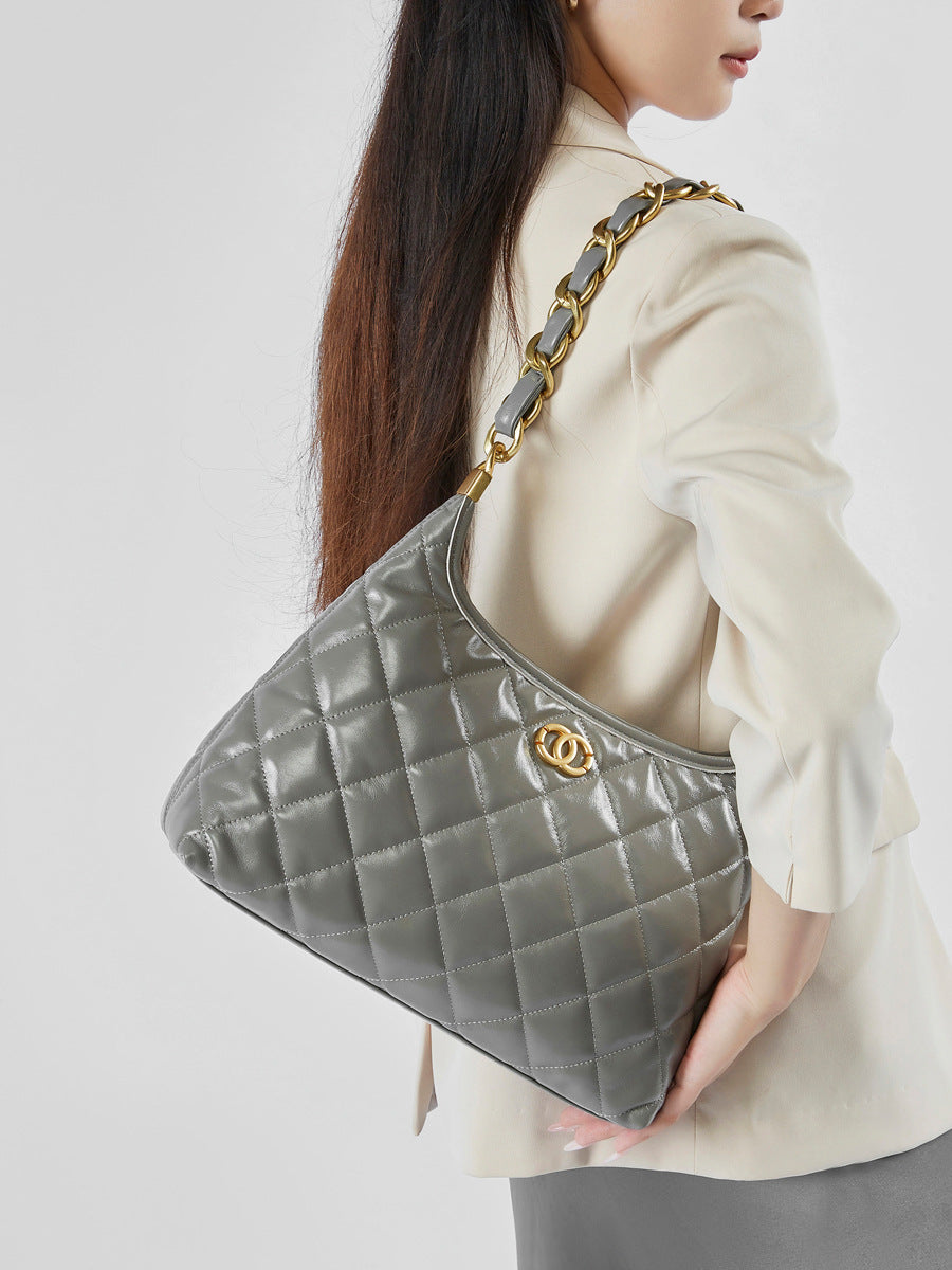 Women Fashion Quilted Leather Chain Shoulder Bag-RAIIFY