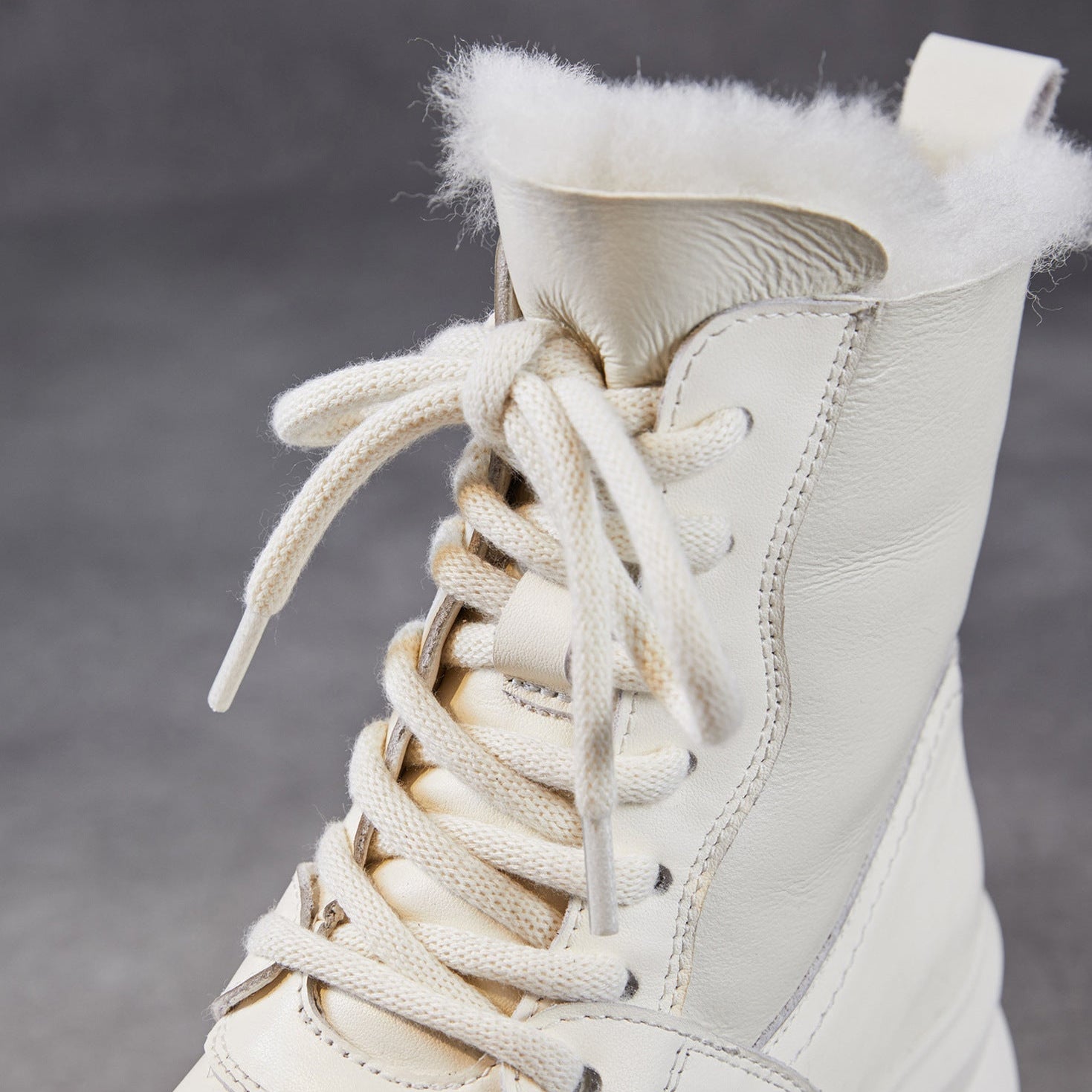 Women's Minimalist Leather Lace-up Snow Boots-RAIIFY