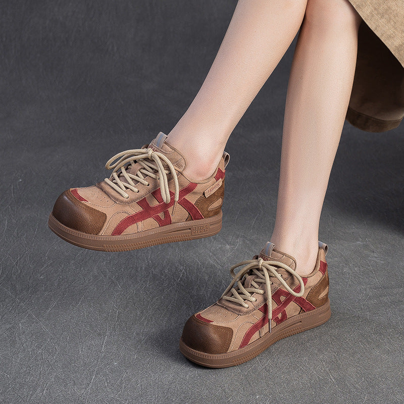 Women's Retro Quilted Leather Flat Casual Shoes-RAIIFY