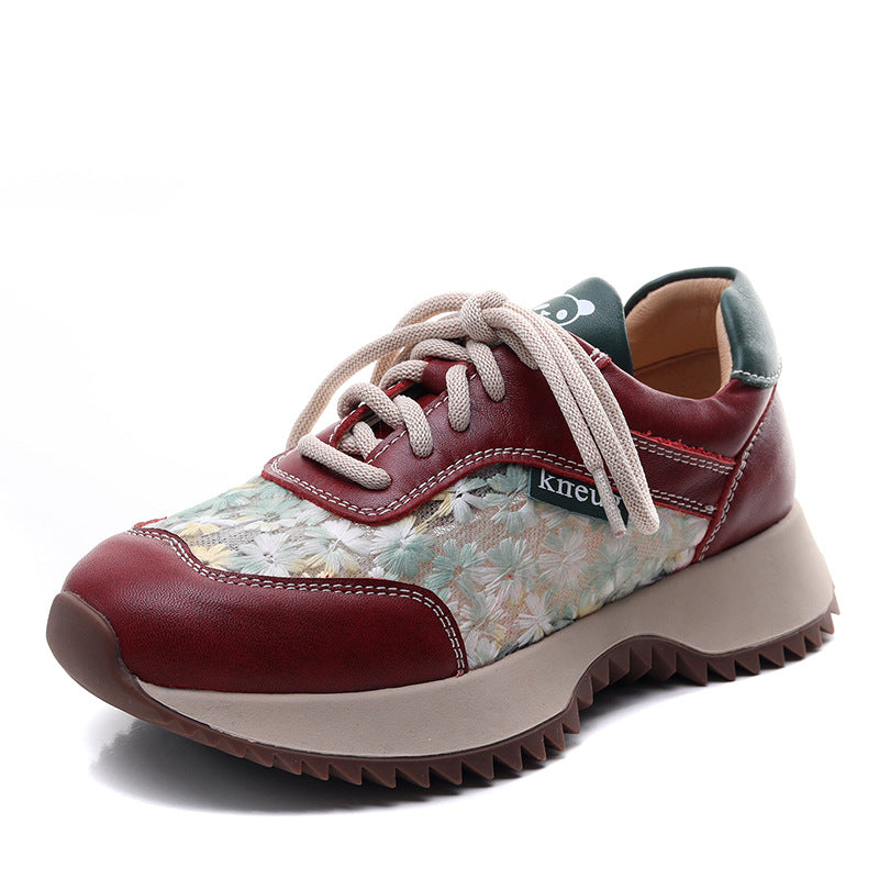 Women's Fashion Leather Embroidery Low Top Casual Shoes-RAIIFY