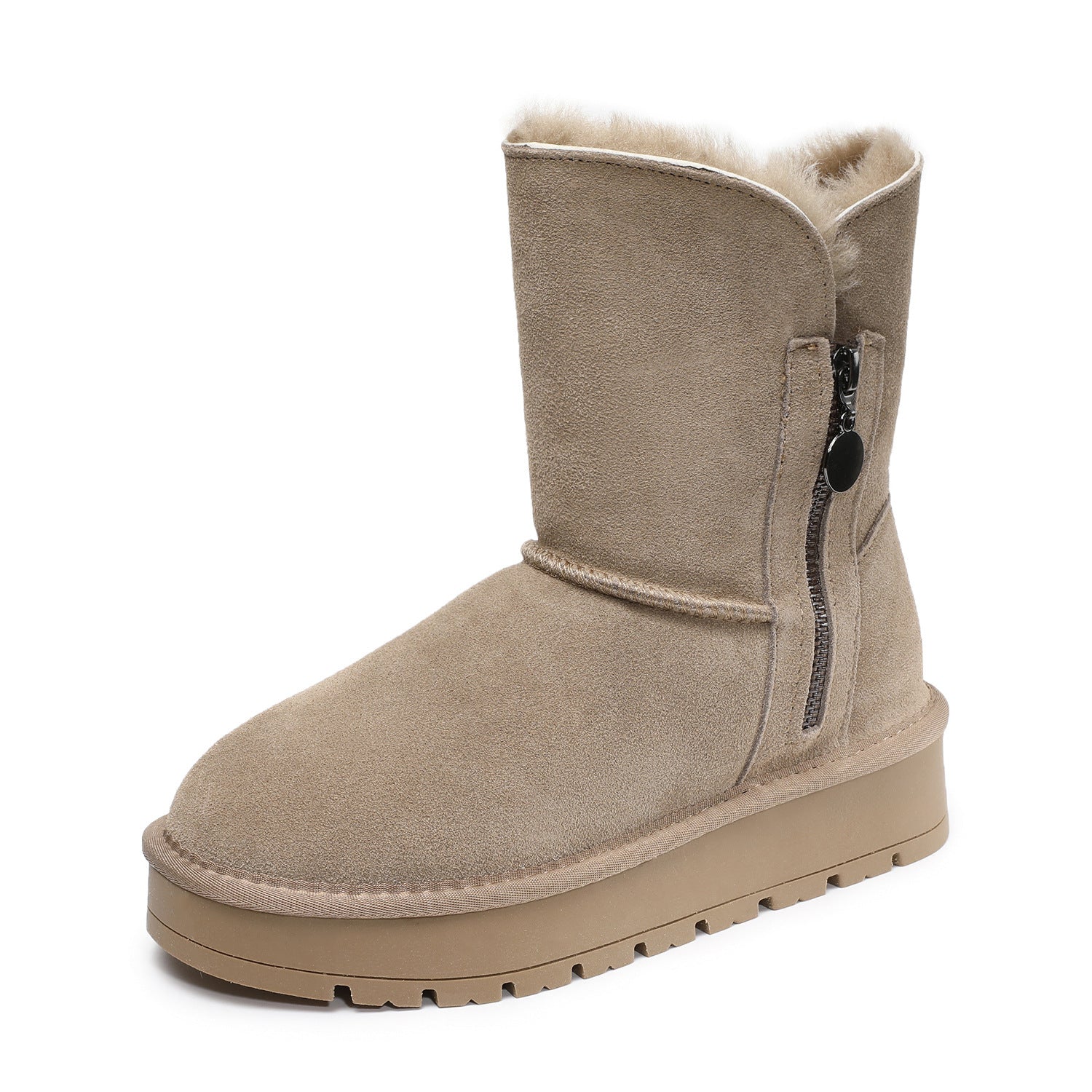 Women's Minimalist Suede Furred Snow Boots-RAIIFY