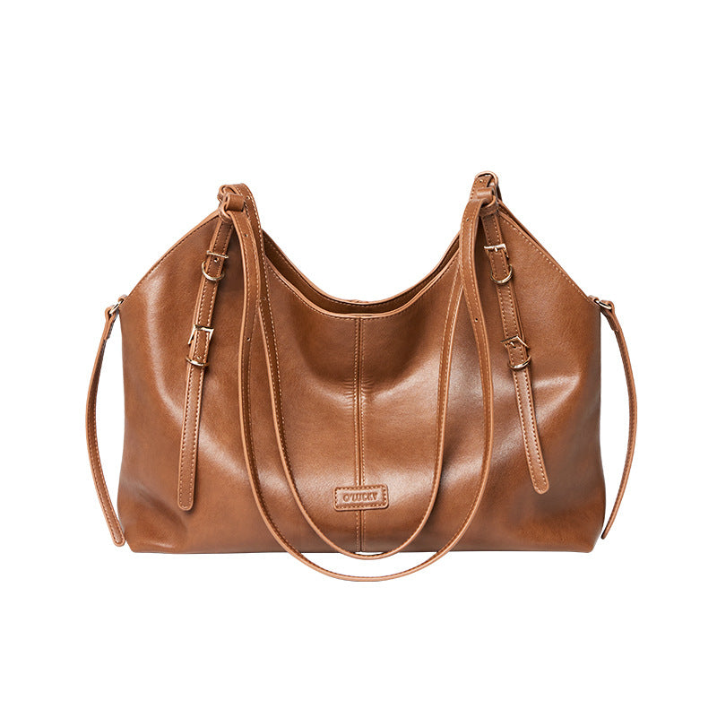 Women's Minimalist Fashion Leather Tote Shoulder Bag-RAIIFY