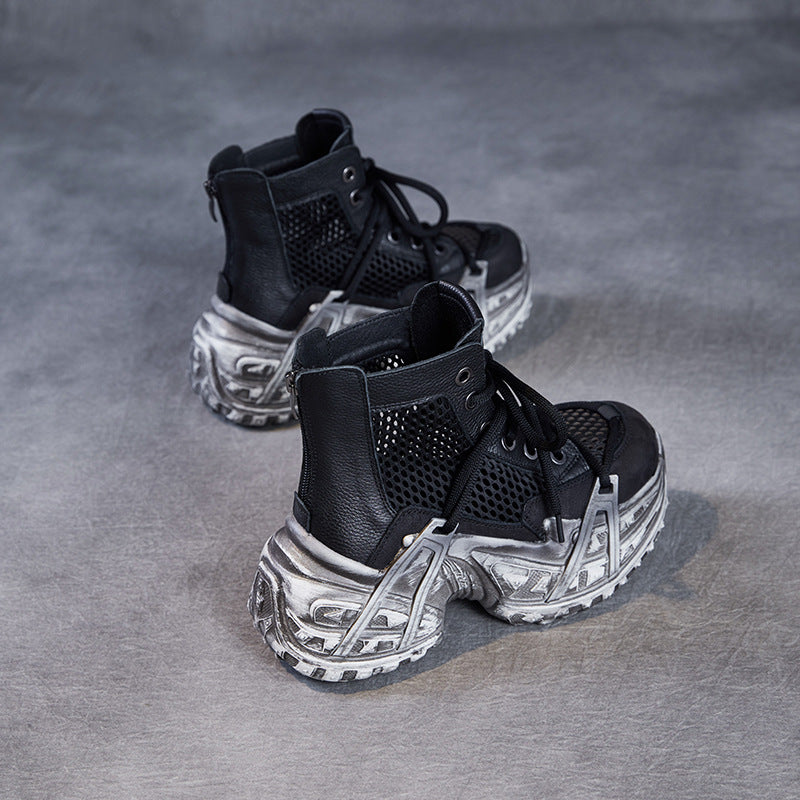 Women Retro Hollow Mesh Platform Ankle Boots-RAIIFY