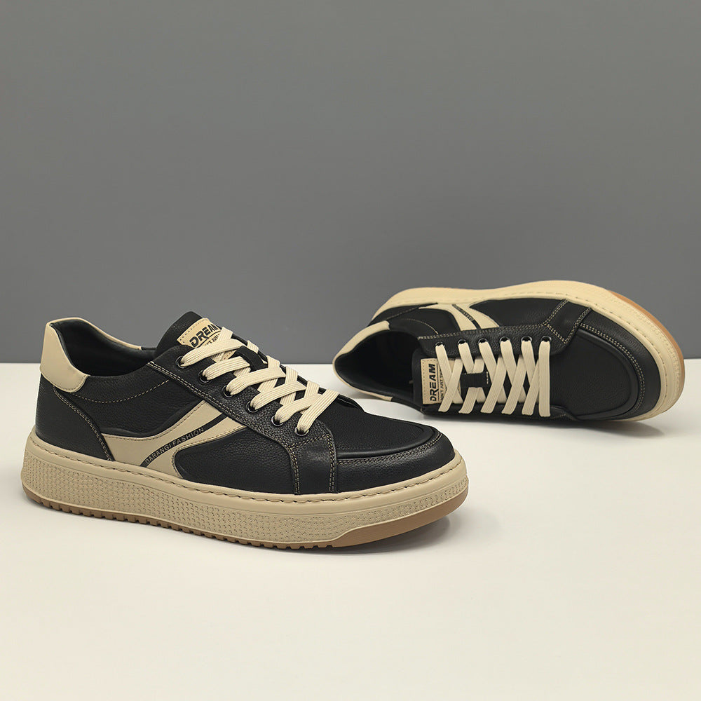 Men Fashion Quilted Leather Flat Casual Sneakers-RAIIFY