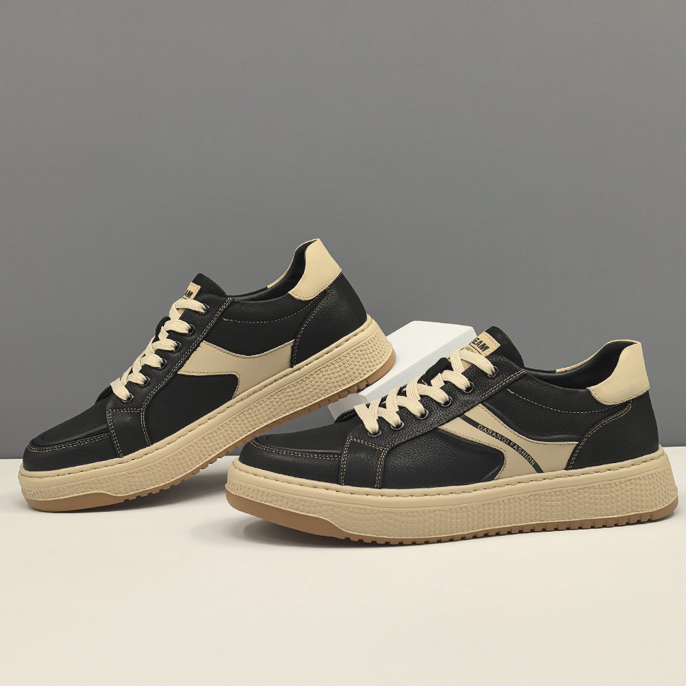 Men Fashion Quilted Leather Flat Casual Sneakers-RAIIFY